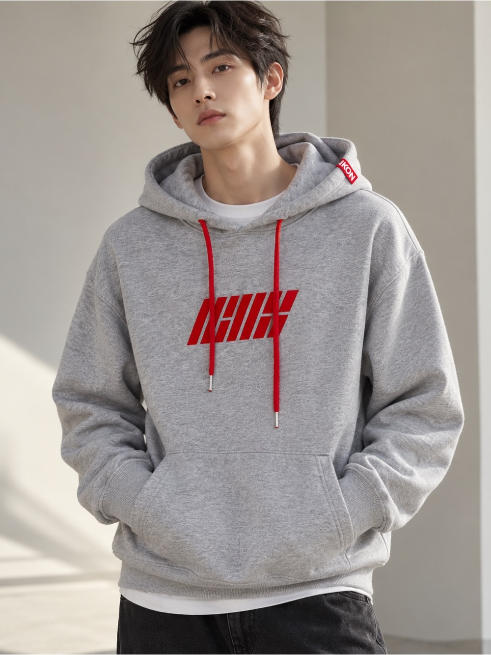 Vintage iKON K-pop Hoodie | Grey Red Logo | Showtime Era